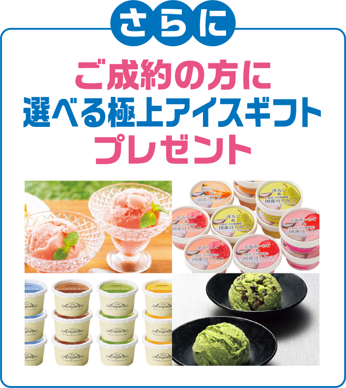さらにご成約の方に選べる極上アイスギフトプレゼント